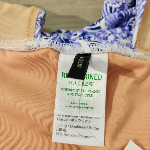 J. Crew V-neck One-Piece Blue Dandelion Print Swim Suit New With Tags Women's 0 - Picture 9 of 15